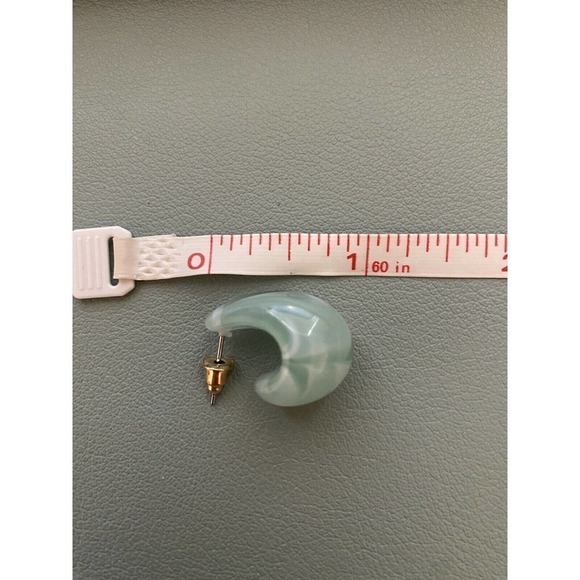 3 Pair Hoop Drop Earrings Seafoam Green Plastic with Metal Posts - Picture 11 of 11